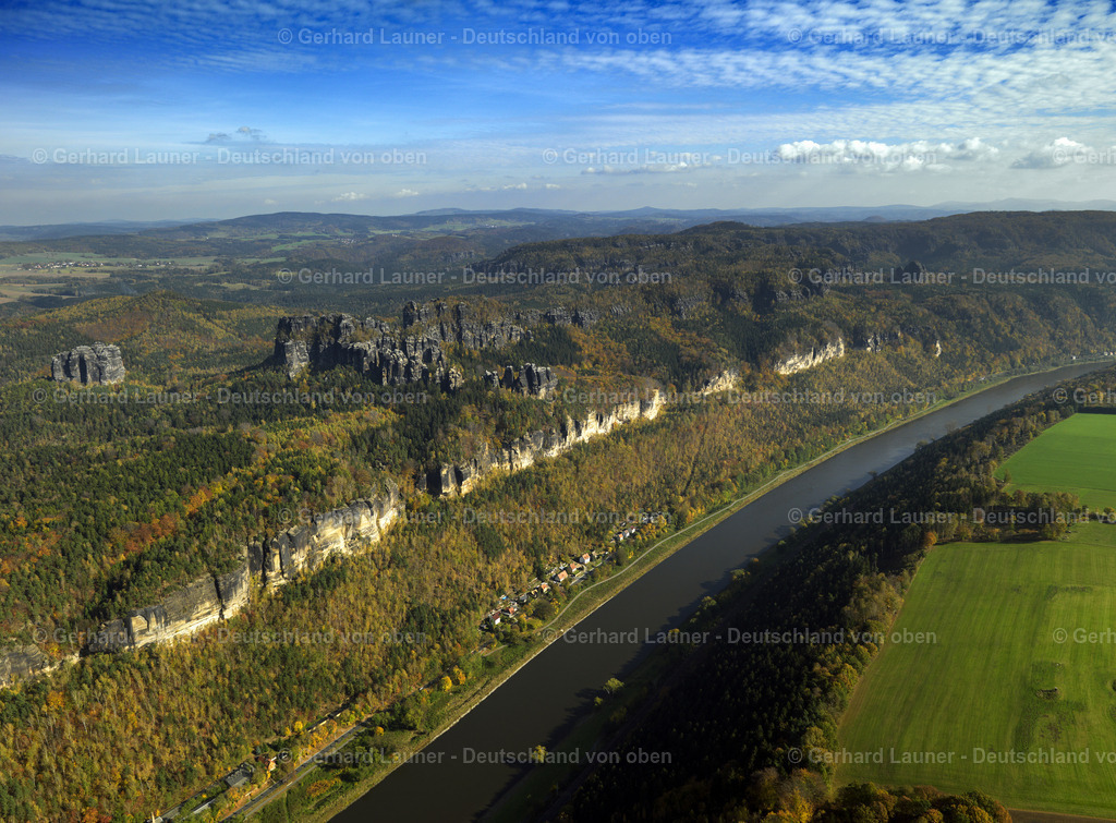 2888025 | Elbe bei Bad Schandau, Nationalpark Sächsische Schweiz, Schrammsteine