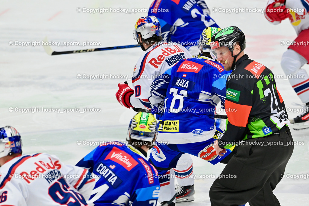 EC IDM WÄRMEPUMPEN VSV vs. EC Red Bull Salzburg | GROZNIK BOSTJAN Referee, #78 MAXA Felix EC VSV, #70 Nissner Benjamin EC Redbull Salzburg, EC IDM WÄRMEPUMPEN VSV vs. EC Red Bull Salzburg, EC IDM WÄRMEPUMPEN VSV vs. EC Red Bull Salzburg am 17.01.2025 in Villach (Stadthalle Villach), Austria, (Photo by Bernd Stefan)