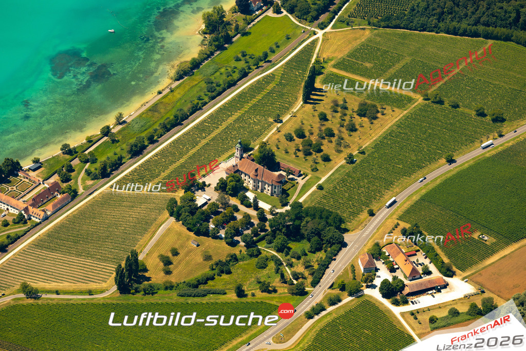 Aktuelles Luftbild von Kloster Birnau Uhldingen-Mühlhofen - Die Luftaufnahme wurde 2022 mittels UL-Flugzeug erstellt ( keine Drohne ) - hochauflösende Kamera-Systeme von  Canon -Beste Qualität - Für grossformatige Ausdrucke geeignet. Die Geschenkidee !