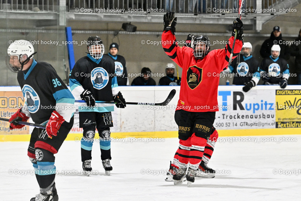 Lendhafen Seelöwen vs. Spartans Althofen | Jubel #77 Schumnig Stefan Spartans Althofen, Lendhafen Seelöwen vs. Spartans Althofen, Lendhafen Seelöwen vs. Spartans Althofen am 14.02.2025 in Ferlach (HTC Eishalle Ferlach), Austria, (Photo by Bernd Stefan)