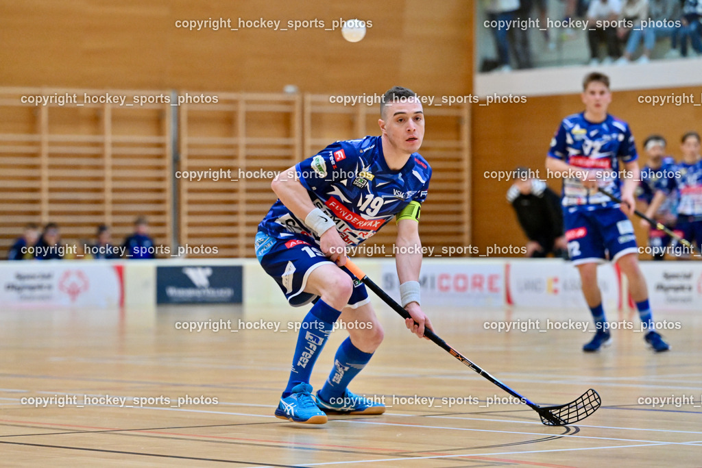 VSV Unihockye vs. KAC Floorball | #19 Philipp Seiser VSV Unihockey, VSV Unihockye vs. KAC Floorball, VSV Unihockye vs. KAC Floorball am 13.04.2025 in Villach (Ballspielhalle St. Martin), Austria, (Photo by Bernd Stefan)