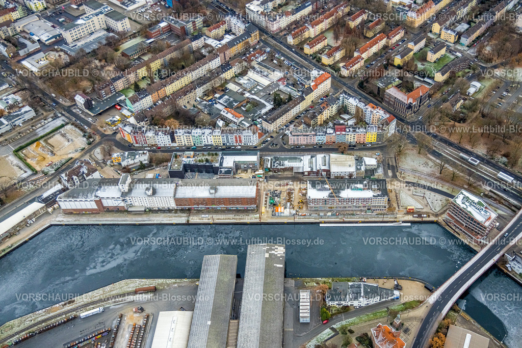 Dortmund221202067 | Luftbild, Zugefrorener Hafen Dortmund, Hafen, Dortmund, Ruhrgebiet, Nordrhein-Westfalen, Deutschland