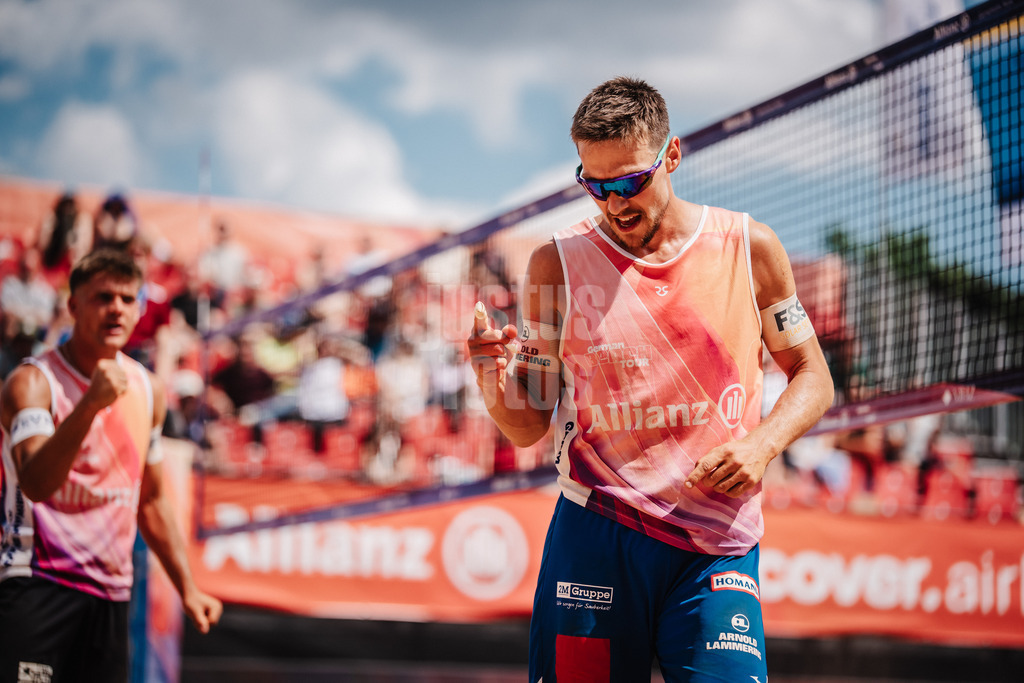 Beachvolleyball | Männer | Allianz German Beach Tour 2025 | Tourstop München | 11.07.2025 | David Poniewaz jubelt