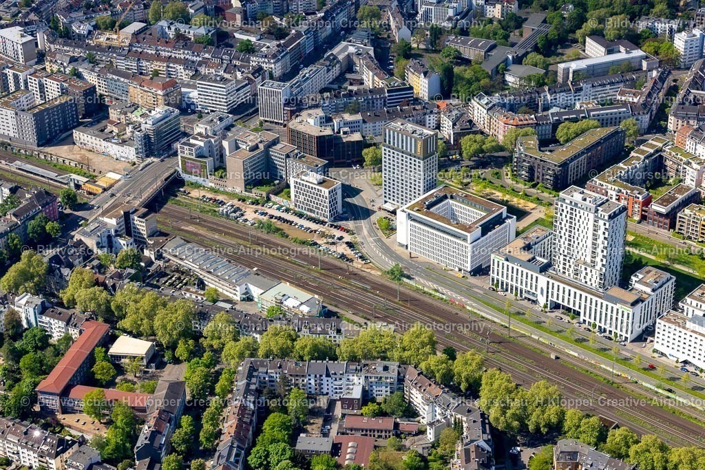 Luftbild Düsseldorf-2162 | Luftbild Büro- und Geschäftshaus- Ensemble " Le Quartier Central " an der Toulouser Allee im Ortsteil Stadtmitte in Düsseldorf im Ruhrgebiet im Bundesland Nordrhein-Westfalen. - Realisiert mit Pictrs.com