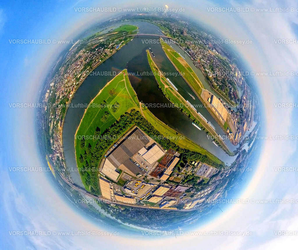 Duisburg240590040Duisport_Ruhrmuendung_Rhein | Luftbild, duisport Hafen Duisburg, Fluss Ruhrmündung in den Fluss Rhein, Mercator Insel und Friedrich-Ebert-Brücke, Ruhrort, Duisburg, Nordrhein-Westfalen, Deutschland