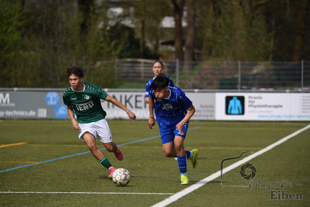 FC Rastede-VFL Oldenburg | B-Jugend Bezirksliga; FC Rastede (blau)-VFL Oldenburg (grün) am 06.04.2024; in Rastede (Sportanlage Köttersweg), Photo: Philip Eiben 2024 - Realisiert mit Pictrs.com