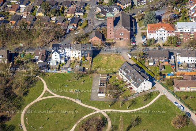 Herne250301771 | Luftbild, Quartierpark Klosterstraße, ktah. Kirche Heilige Famie und Holsterhausen, Herne, Ruhrgebiet, Nordrhein-Westfalen, Deutschland