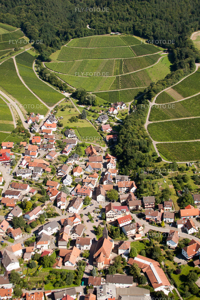 Dorf - Ansicht am Rande von Weinbergen und Waldflächen | Luftbild: Dorf - Ansicht am Rande von Weinbergen und Waldflächen im Ortsteil Eisental in Bühl im Bundesland Baden-Württemberg in Deutschland. Foto: IMG_31372.jpg vom 09.08.2010 durch Werner Riehm/FLY-FOTO.de - Realisiert mit Pictrs.com