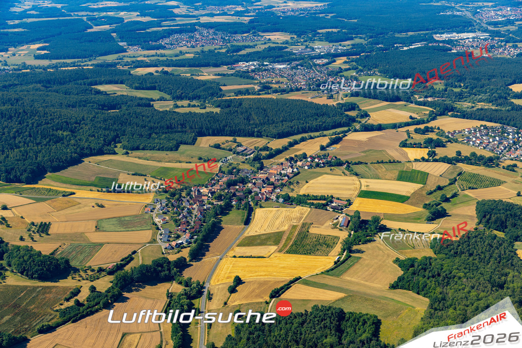 Aktuelles Luftbild von Kersbach Neunkirchen am Sand - Die Luftaufnahme wurde 2022 mittels UL-Flugzeug erstellt ( keine Drohne ) - hochauflösende Kamera-Systeme von  Canon -Beste Qualität - Für grossformatige Ausdrucke geeignet. Die Geschenkidee !