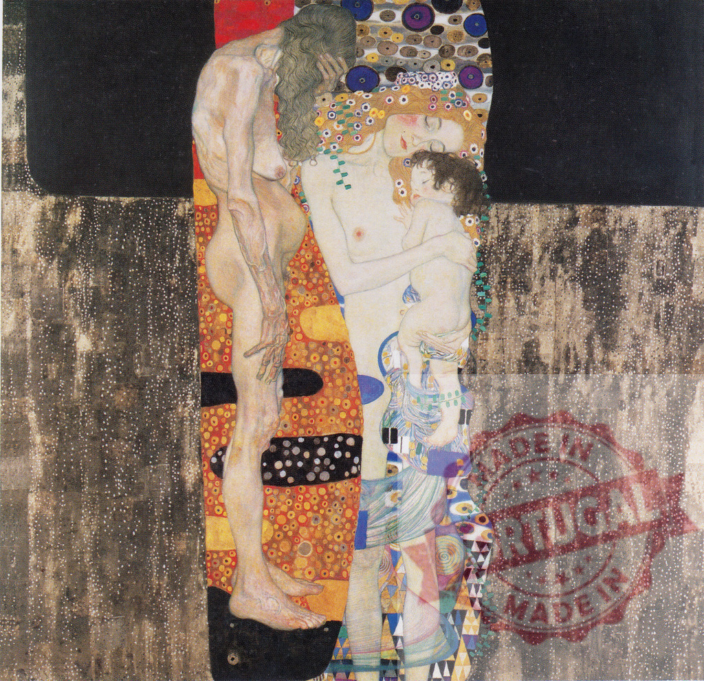 Gustav Klimt's The Three Ages of Woman oil painting. Gustav Klimt | Three generations of women representing life cycle, youth, motherhood, and old age - Realisiert mit Pictrs.com