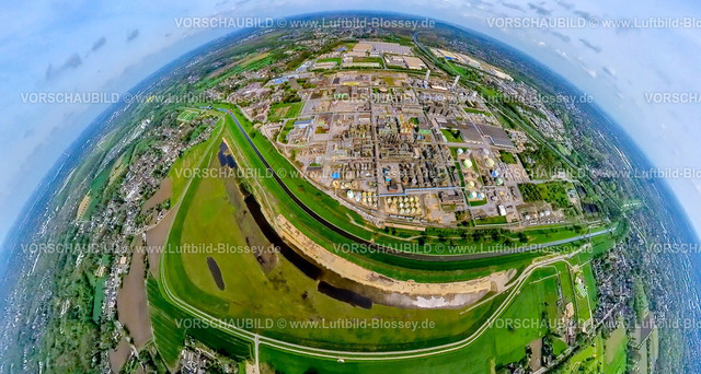Oberhausen240490118RuhrChemie_OQChemicals | Luftbild, OQ Chemicals Werk Ruhrchemie, Überflutungsfläche und Fluss Emscher, Holten, Oberhausen, Rheinland, Ruhrgebiet, Nordrhein-Westfalen, Deutschland