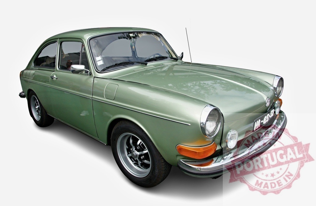 Volkswagen Type 3, also known as Volkswagen 1500 and 1600, posing in a studio | Classic Volkswagen Type 3, also called Volkswagen 1500 and 1600, shining under studio lights - Realisiert mit Pictrs.com