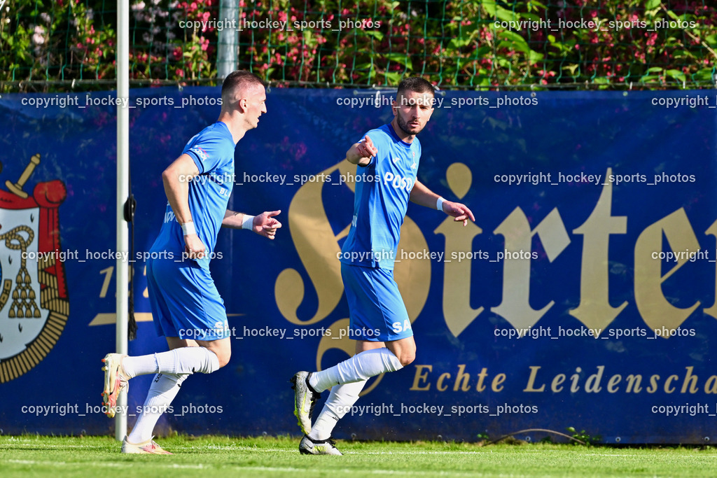 SAK vs. SK Treibach | Jubel SAK, #24 Zoran Vukovic SAK, #7 Hrvoie Jakovljevic SAK, SAK vs. SK Treibach, SAK vs. SK Treibach am 29.05.2024 in Klagenfurt (Sportpark Welzenegg), Austria, (Photo by Bernd Stefan)