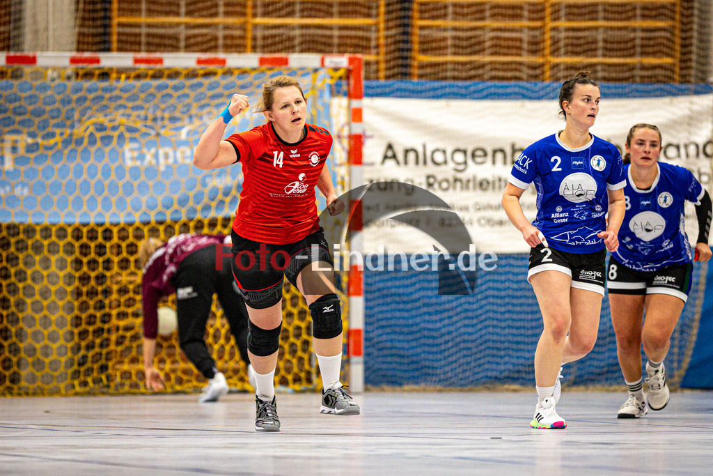 TSV Weilheim gegen SG Biessenhofen-Marktoberdorf | Handball Bezirksoberliga Frauen Alpenvorland 2024/25, TSV Weilheim gegen SG Biessenhofen-Marktoberdorf, 20250412,Torjubel Malena BECKER (TSV Weilheim 14),2025-04-12 in Weilheim (Weilheim, Am Hardt), Malena BECKER (TSV Weilheim 14)Copyright: WolfgangxLindner www.foto-lindner.de