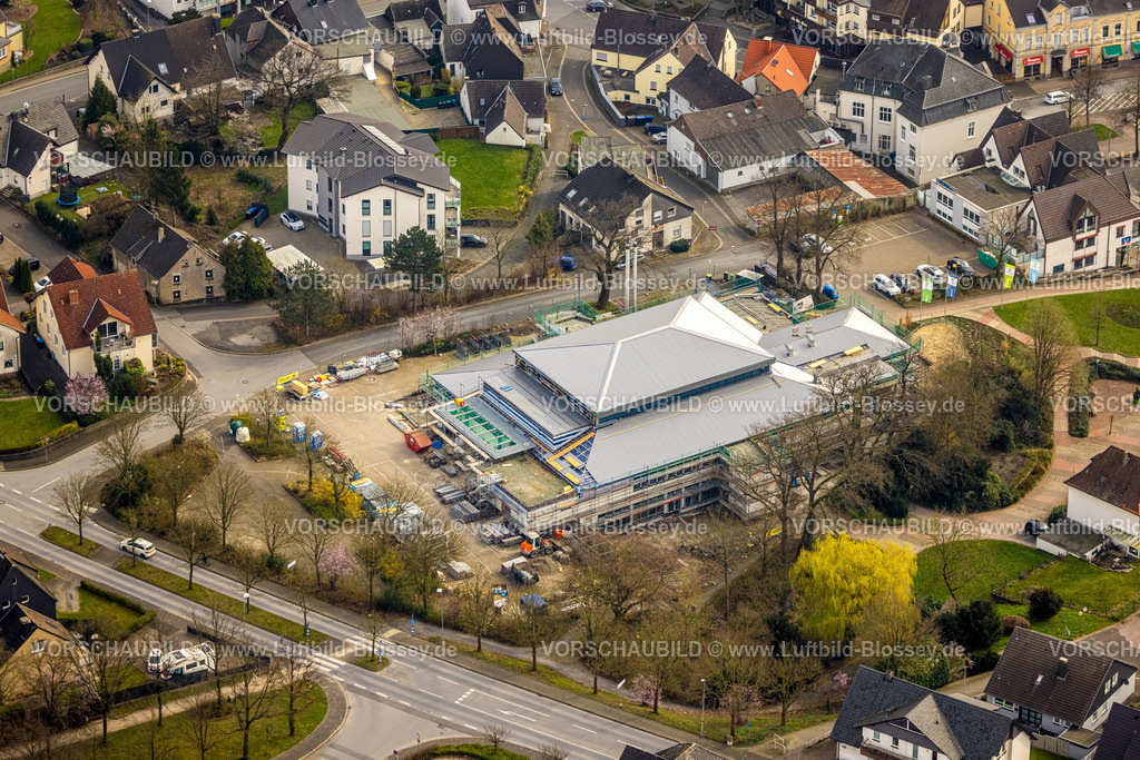 Wickede240307768 | Luftbild, Bürgerhaus Wickede Festhalle Baustelle mit Renovierung und Modernisierung, Wickede/Ruhr, Nordrhein-Westfalen, Deutschland
