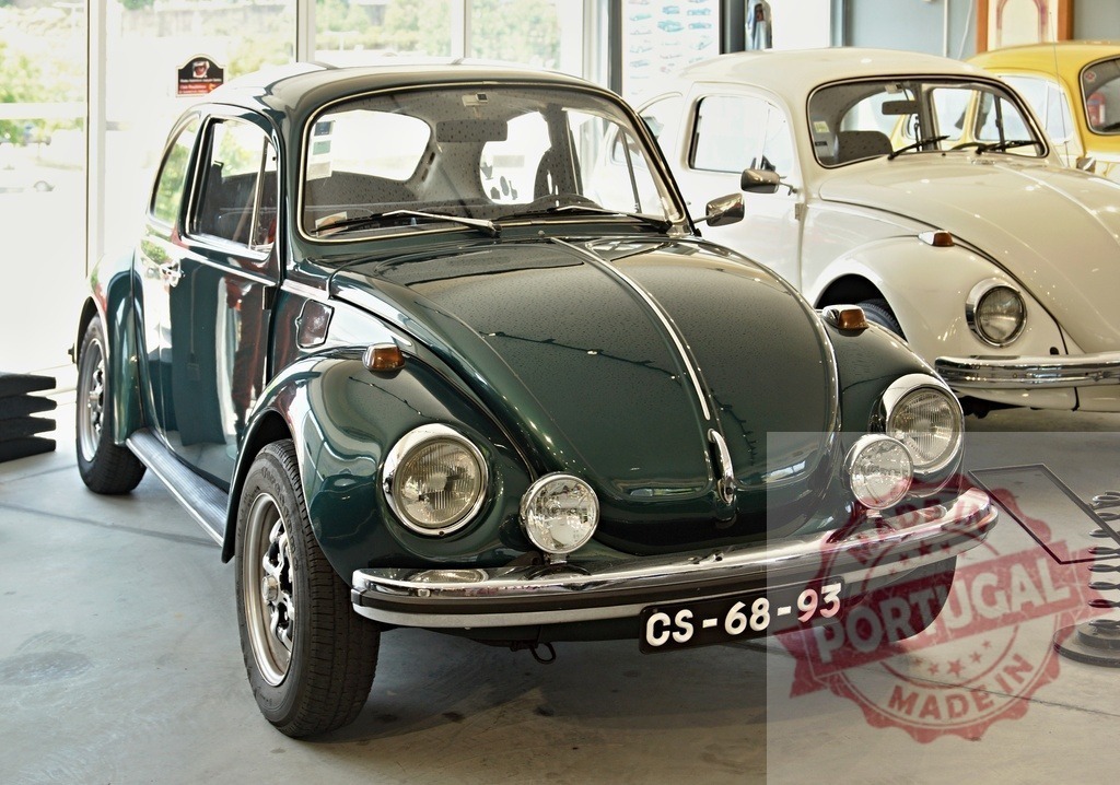 Classic Volkswagen Beetles Displayed in Showroom | Vintage Volkswagen Beetles showcased in an automotive showroom - Realisiert mit Pictrs.com