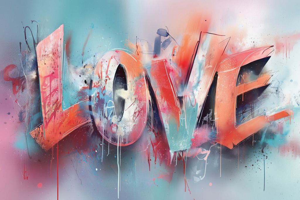 2509002 - LOVE Graffiti Streetart Gemälde | Modernes Wandbild im Streetart Look.