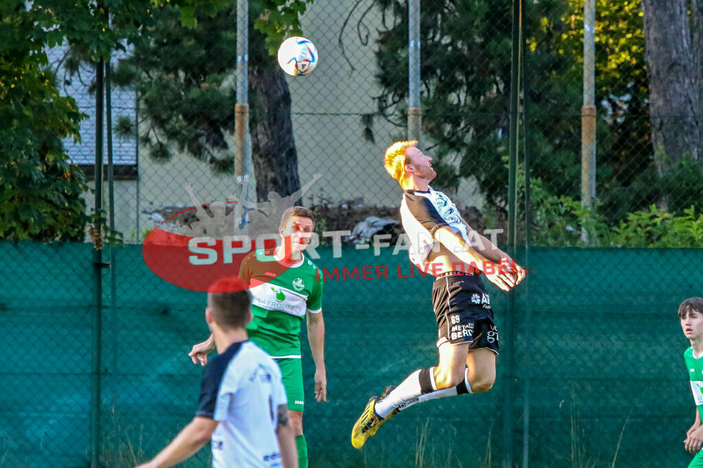 SV Donau - FC Lendorf 0-0, Kärntner Liga 3. Runde | Christian Wernisch (FC Lendorf #69) Senad Huseinbasic (SV Donau Klagenfurt #5) SV Donau - FC Lendorf 0-0 am 12.08.2023 in Klagenfurt
(Sportplatz SV Donau), Austria, (Photo by Ernst Krawagner sport-fan.at) - Realisiert mit Pictrs.com