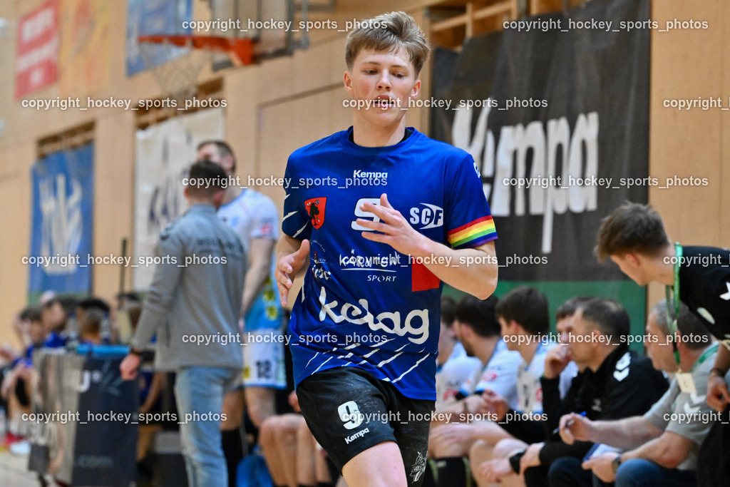 SC Ferlach vs. HSG Bärnbach/Köflach 30.3.2024 | #9 SAGER Nico SC Ferlach, SC Ferlach vs. HSG Bärnbach/Köflach 30.3.2024, SC Ferlach vs. HSG Bärnbach/Köflach am 30.03.2024 in Ferlach (Ballspielhalle Ferlach), Austria, (Photo by Bernd Stefan)