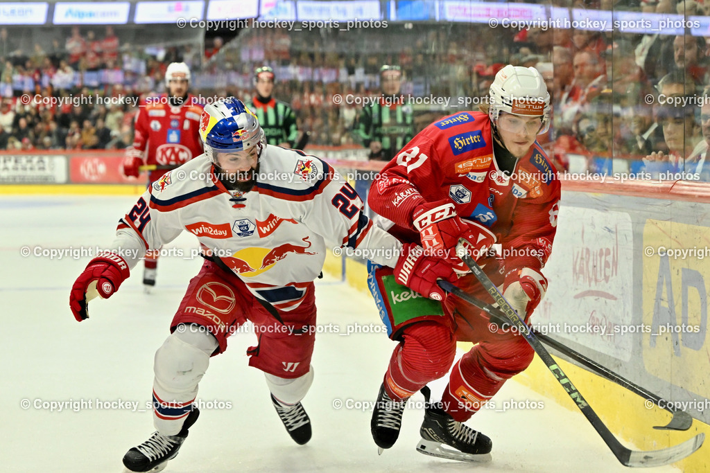 EC KAC vs. EC Red Bull Salzburb | #24 Murphy Ryan EC RED BULL SALZBURG,  #81 van Ee Finn EC KAC, EC KAC vs. EC Red Bull Salzburb, EC KAC vs. EC Red Bull Salzburb am 04.04.2025 in Klagenfurt (Heidi Horten Arena), Austria, (Photo by Bernd Stefan)