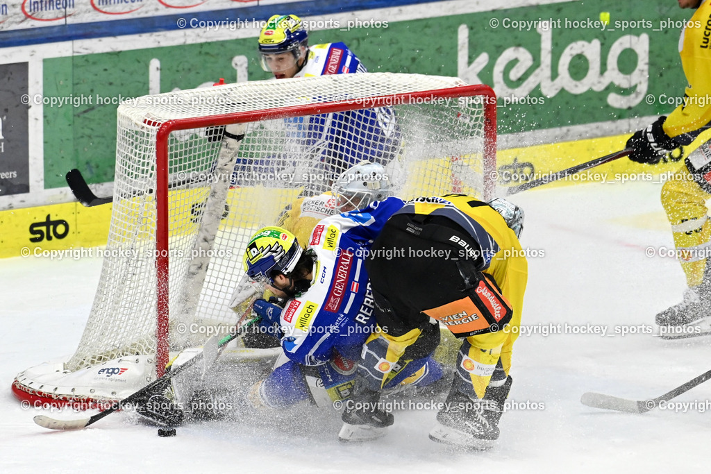 EC IDM Wärmepumpen VSV vs. Vienna Capitals | #8 Maximilian Rebernig EC VSV, #30 Sebastian Wraneschitz Vienna Capitals, #61 Zane Franklin Vienna Capitals, EC IDM Wärmepumpen VSV vs. Vienna Capitals, EC IDM Wärmepumpen VSV vs. Vienna Capitals am 28.01.2026 in Villach (Stadthalle Villach), Austria, (Photo by Bernd Stefan)