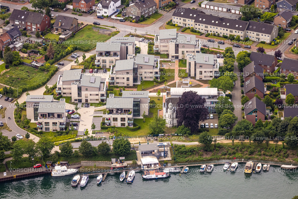 Dorsten220603095 | Luftbild, Wohnsiedlung Zum Leinpfad und Yachthafen Hanse Marina Dorsten, Hardt, Dorsten, Ruhrgebiet, Nordrhein-Westfalen, Deutschland