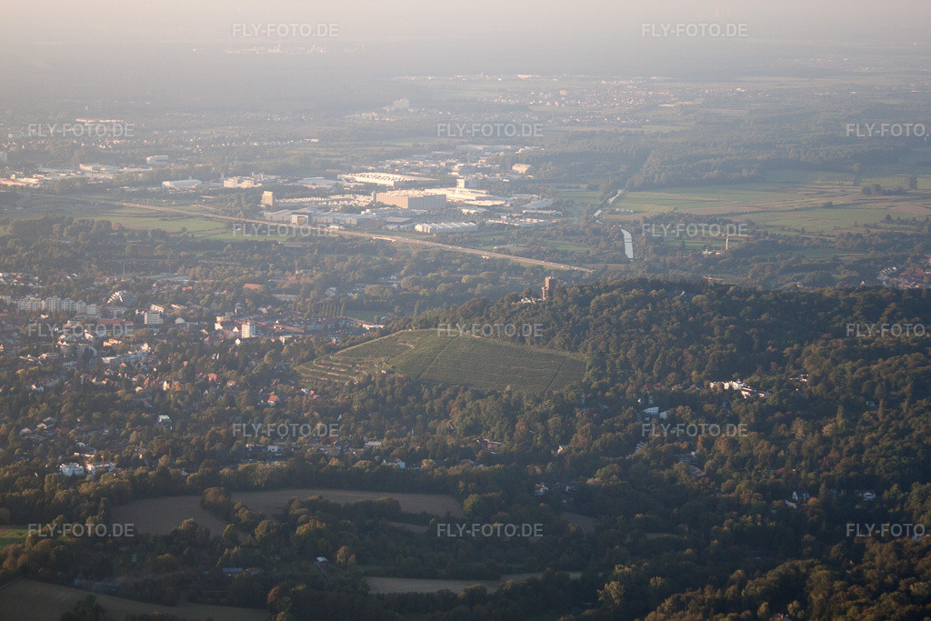 Luftbild: Durlach, Turmberg im Ortsteil Durlach in Karlsruhe im Bundesland Baden-Württemberg in Deutschland. Foto: IMG_59913.jpg vom 24.09.2013 durch Werner Riehm/FLY-FOTO.de