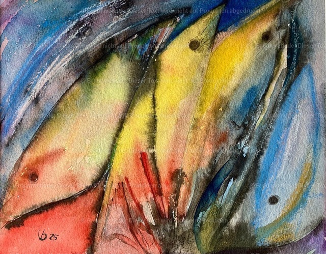 Fischtanz | "Fischtanz",Aquarell über Tusche und Kreide auf 300g/qm Hahnemühle-Bütten,27x34 cm - Realisiert mit Pictrs.com