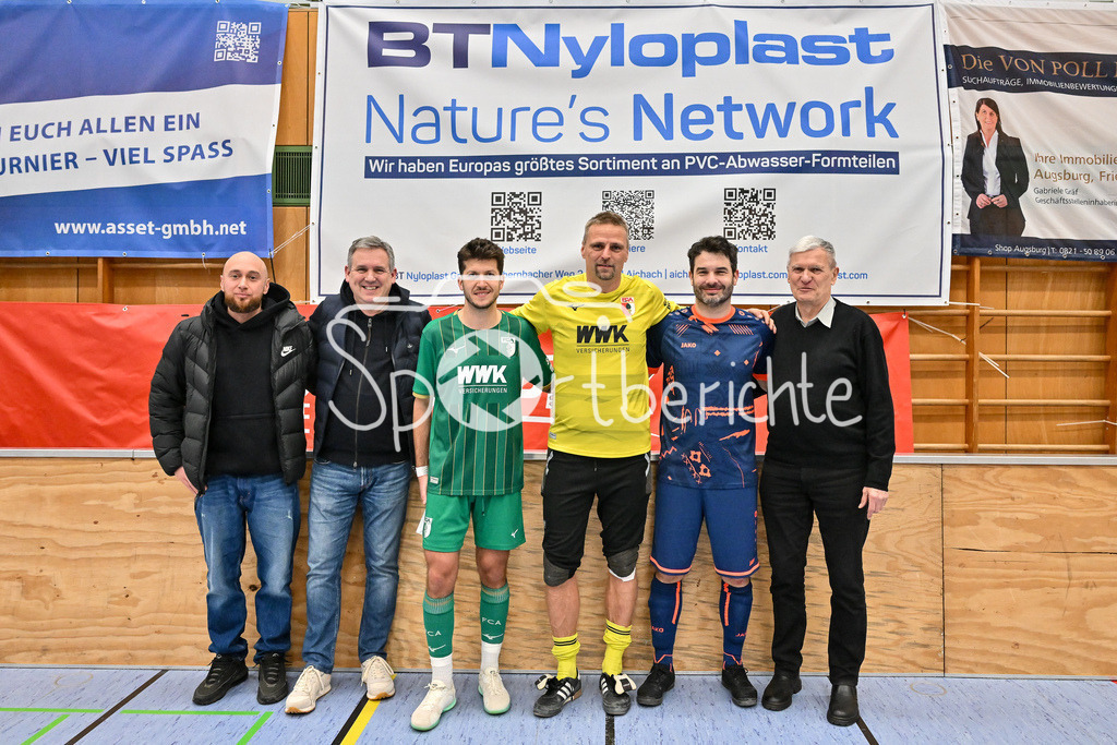 BT Nylonplast Traditionscup der AH | v. l. Vertreter BTNylonplast, Reiner Kappler, Marc-Abdu AL-JAJEH (bester Spieler), Richard SCHWARZER (bester Torhueter), Peter HELD (bester Torschuetze), Raymund AIGNER