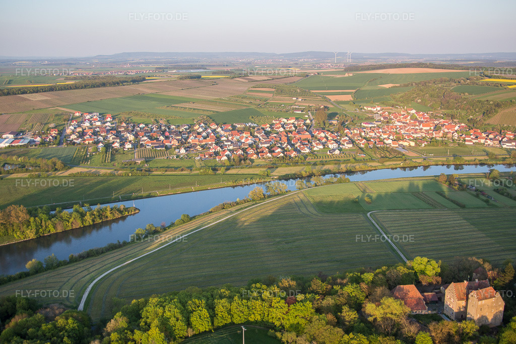Luftbild: Fluß- Uferbereichen des Main im Ortsteil Stammheim in Kolitzheim im Bundesland Bayern in Deutschland. Foto: IMG_087869.jpg vom 05.05.2016 durch Werner Riehm/FLY-FOTO.de