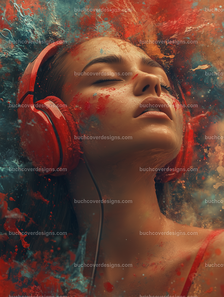 Gesicht einer Frau mit Kopfhörer (100) | graphic design woman face with a red headphone, background explosion different blue colorful water paint splashes. vivid colors - high detail - photographic - sureal - graphic design --chaos 5 --ar 3:4 --stylize 50 --weird 100 --v 6.1 Job ID: 46935b38-f76e-4bae-8ee3-32e85a23271e