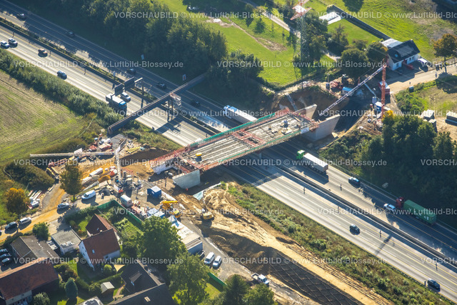 Unna220900360 | Luftbild, Baustelle mit Brückenneubau Hertinger Straße über die Autobahn A44, Unna, Ruhrgebiet, Nordrhein-Westfalen, Deutschland