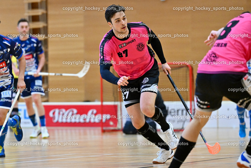 VSV Unihockey vs. Wiener Floorballferein 6.4.2024 | #87 Christian Lindquist Wiener Floorballverein, VSV Unihockey vs. Wiener Floorballferein 6.4.2024, VSV Unihockey vs. Wiener Floorballferein  am 06.04.2024 in Villach (Ballspielhalle St. Martin), Austria, (Photo by Bernd Stefan)