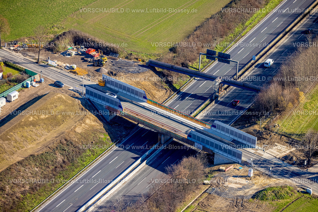 Unna230213325 | Luftbild, Baustelle Brücke Hertingerstraße über die Autobahn A44, Unna, Ruhrgebiet, Nordrhein-Westfalen, Deutschland