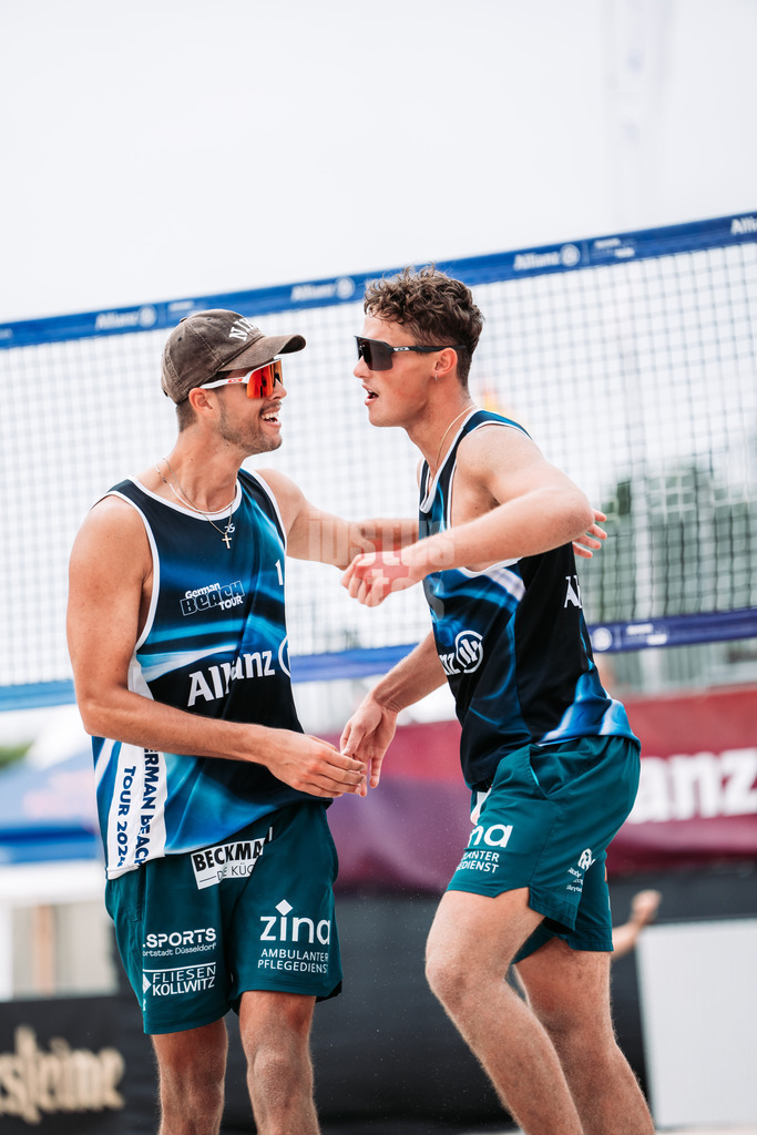 Beachvolleyball | Männer | Allianz German Beach Tour 2024 | Tourstop Kühlungsborn 2 | 16.08.2024 | v.l. Niklas Held und Hennes Nissen
