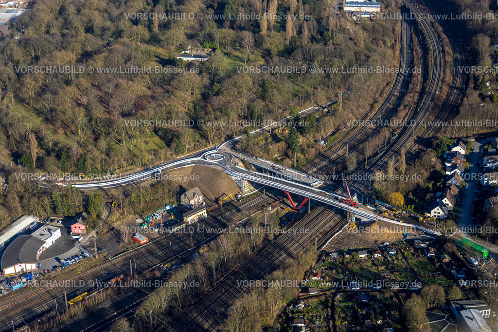 Bochum240103787 | Luftbild, Baustelle Abriss der Lohringbrücke in Altenbochum, Baustelle mit Neubau Kreisverkehr, Grumme, Bochum, Ruhrgebiet, Nordrhein-Westfalen, Deutschland
