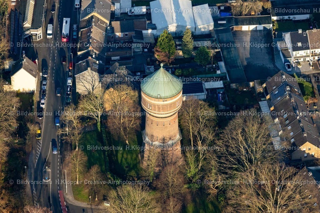 Luftbilder Mönchengladbach-7741 | Luftbildfotografie Bauwerk des Industriedenkmales Wasserturm " Wasserturm in Geistenbeck " an der Gotzweg, Wickrather Straße in Mönchengladbach im Bundesland Nordrhein-Westfalen, Deutschland - Realisiert mit Pictrs.com