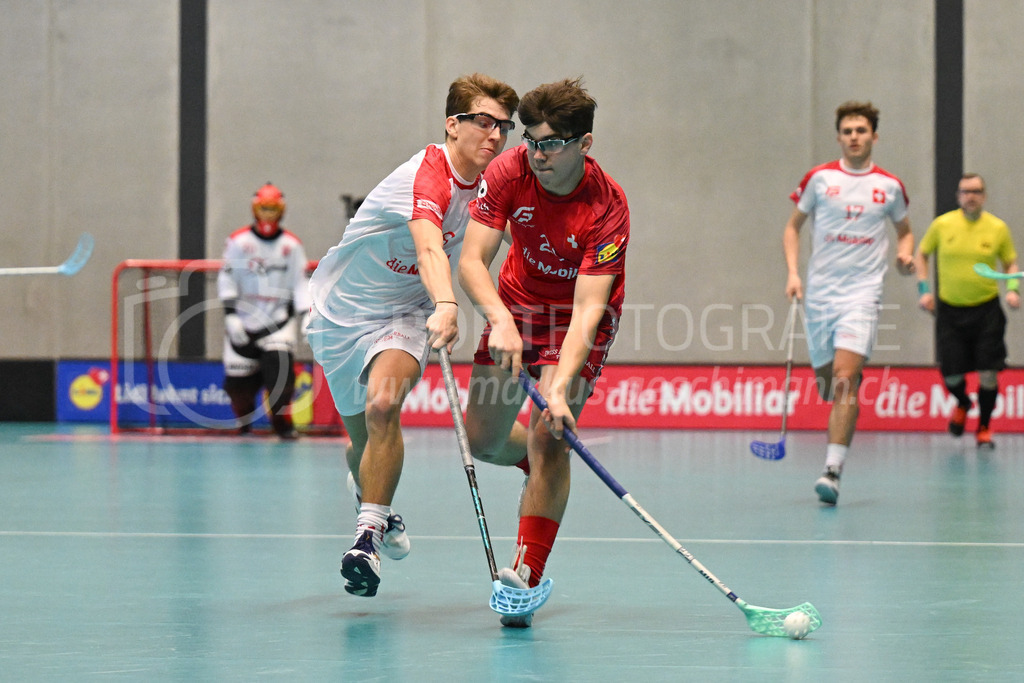Switzerland B U19 vs Switzerland U19 - 4. February 2024 | Switzerland B U19 vs Switzerland U19
U19 Men International Matches in Switzerland
GoEasy Arena, Siggenthal Station
Switzerland forward #8 Damian Hocevar and Switzerland forward #20 Rovin Thalmann.
Credit: Markus Aeschimann | <a href="https://www.markus-aeschimann.ch">Sportfotografie Markus Aeschimann</a> | <a href="https://www.instagram.com/sportfotografie.aeschimann">@sportfotografie.aeschimann</a> - Realisiert mit Pictrs.com