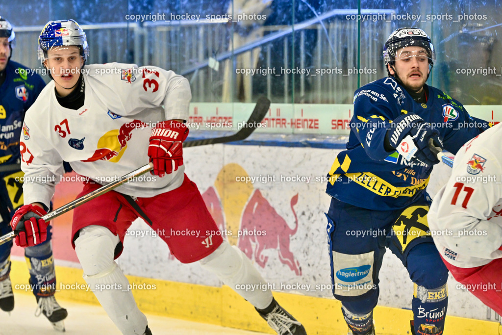 RED BULL HOCKEY JUNIORS vs. EK DIE ZELLER EISBÄREN | #37 Krainer Benedikt RED BULL HOCKEY JUNIORS, #10 Artner Fabio EK DIE ZELLER EISBÄREN, RED BULL HOCKEY JUNIORS vs. EK DIE ZELLER EISBÄREN, RED BULL HOCKEY JUNIORS vs. EK DIE ZELLER EISBÄREN am 14.01.2025 in Salzburg (Eisarena Salzburg), Austria, (Photo by Bernd Stefan)
