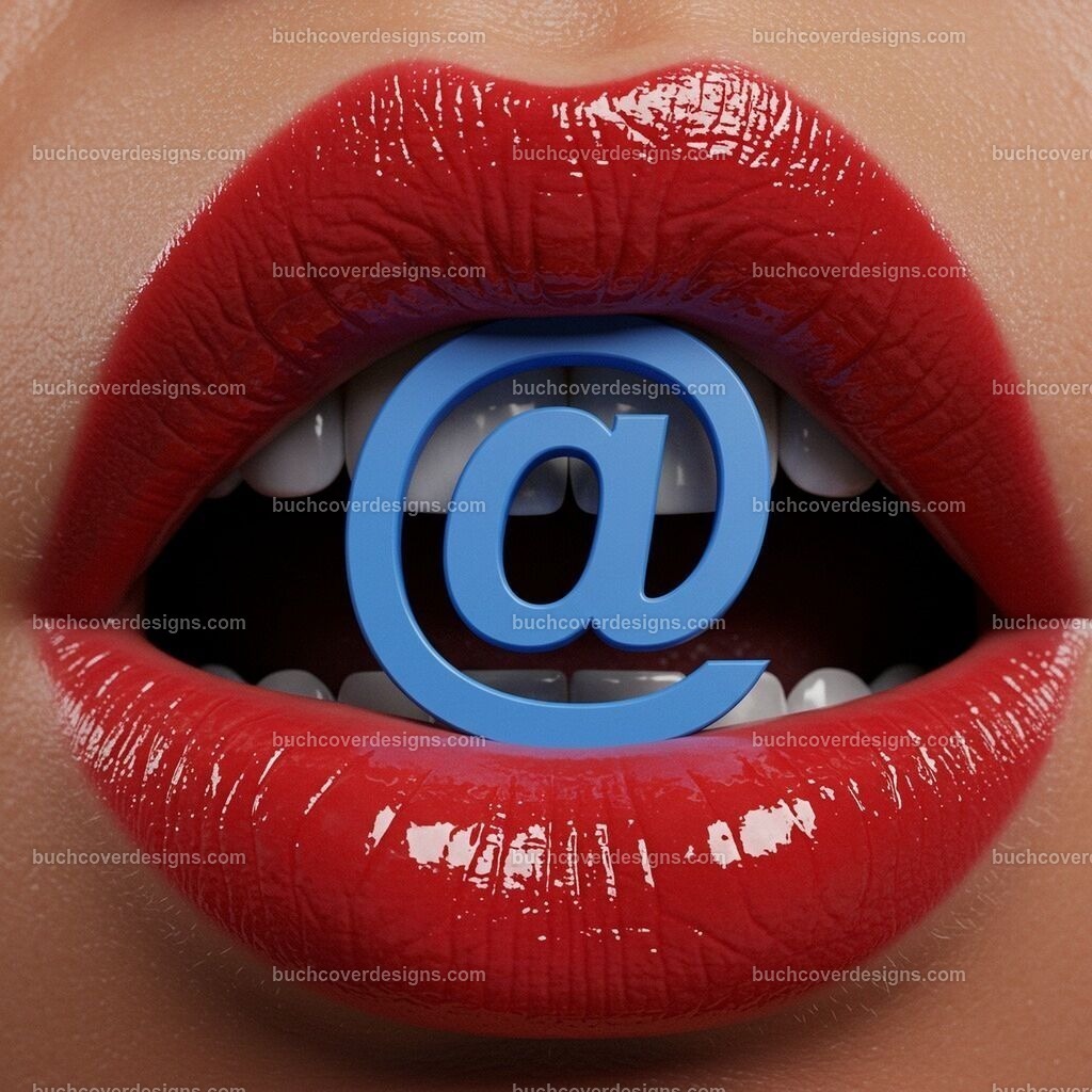 Rote Lippen mit Email symbol | Entdecken Sie kreative Buch Cover Designs für Self-Publishing-Autoren und Verlage! Unsere maßgeschneiderten Designs ziehen Leser an und bringen Ihre Geschichten visuell zum Leben. Lassen Sie uns Ihr perfektes Cover gestalten!
