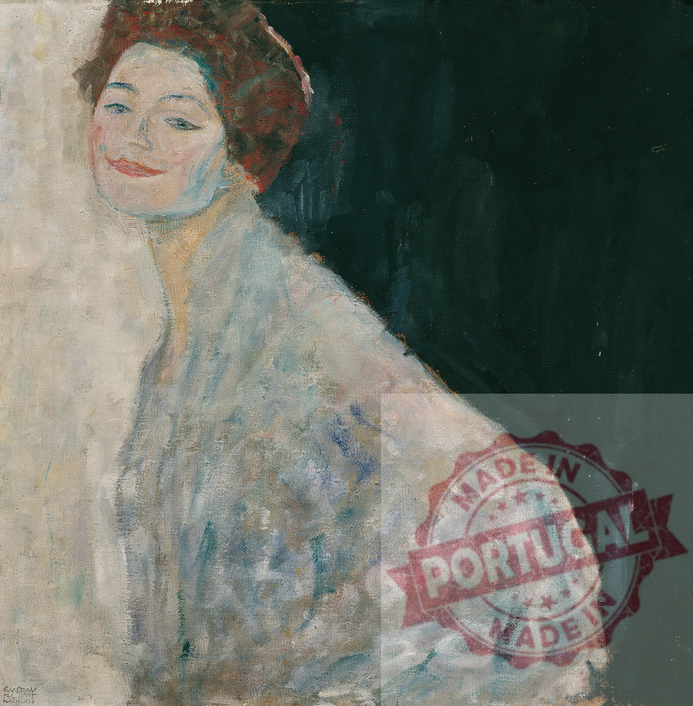 Gustav klimt Gustav Klimt painting a woman portrait from Vienna Secession | Woman posing for a portrait in an oil painting by Gustav Klimt - Realisiert mit Pictrs.com