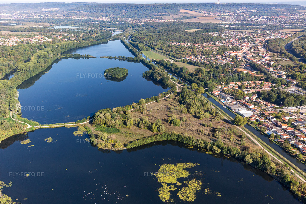 Luftbild: Seen zwischen Mosel und Canal de l'Est in Richardménil im Bundesland Meurthe-et-Moselle in Frankreich. Foto: IMG_118265.jpg vom 15.09.2019 durch Werner Riehm/FLY-FOTO.de