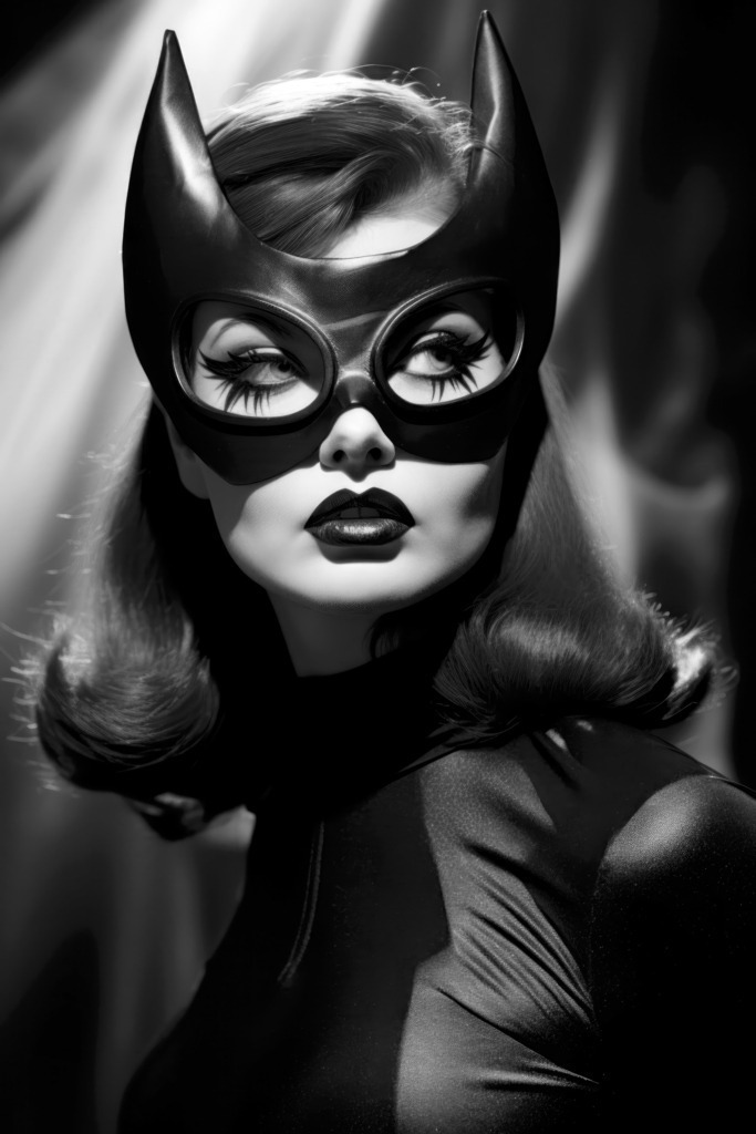 2311017 - Mysteriöse Frau | Ein Frau mit Augenmaske im Stil einer klassischen Schwarzweißfotografie.