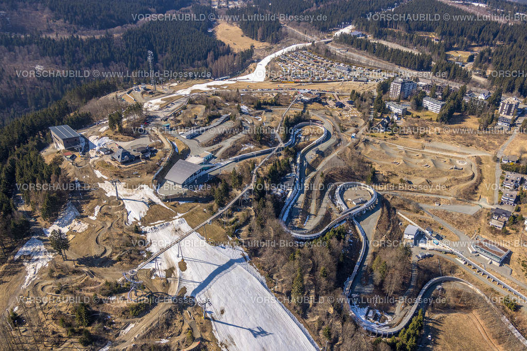 Winterberg220303575 | Luftbild, Veltins EisArena, Kunsteisbahn als Rodelbahn, Skeleton und Bobbahn, Winterberg, Sauerland, Nordrhein-Westfalen, Deutschland