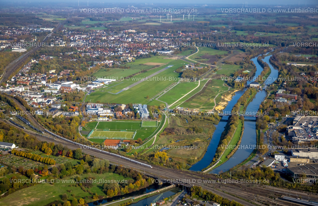 Hamm221017499 | Luftbild, Lippeumbau, Baustelle, Erlebensraum Lippeaue, Flugplatz Hamm-Lippewiesen, Hamm, Ruhrgebiet, Nordrhein-Westfalen, Deutschland