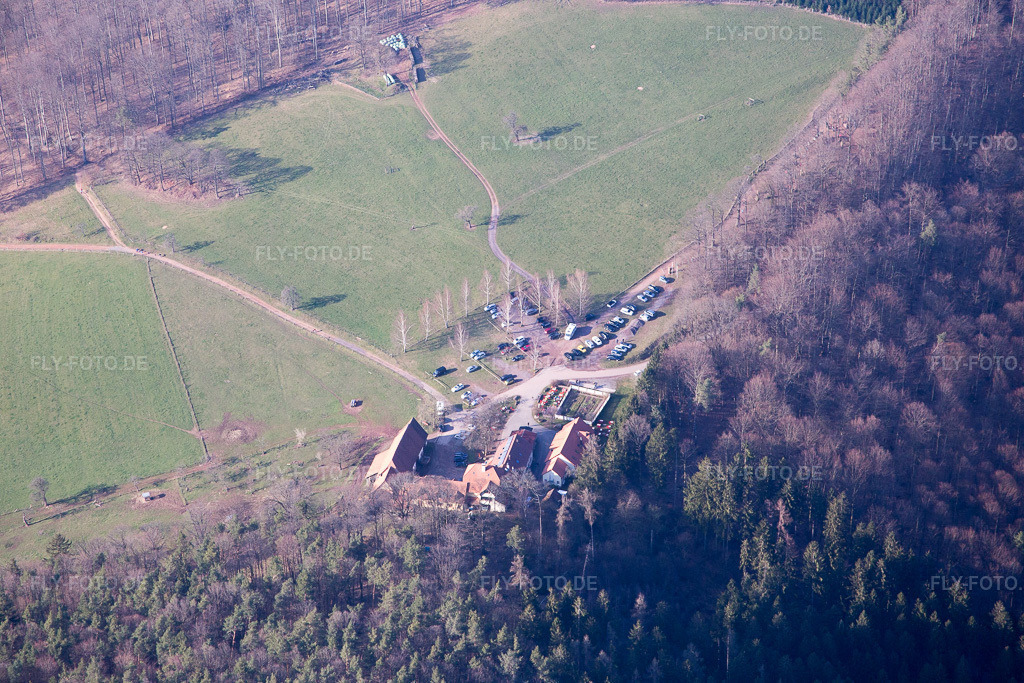 Luftbild: Gimbelhof in Wingen im Bundesland Bas-Rhin in Frankreich. Foto: IMG_086698.jpg vom 26.03.2016 durch Werner Riehm/FLY-FOTO.de