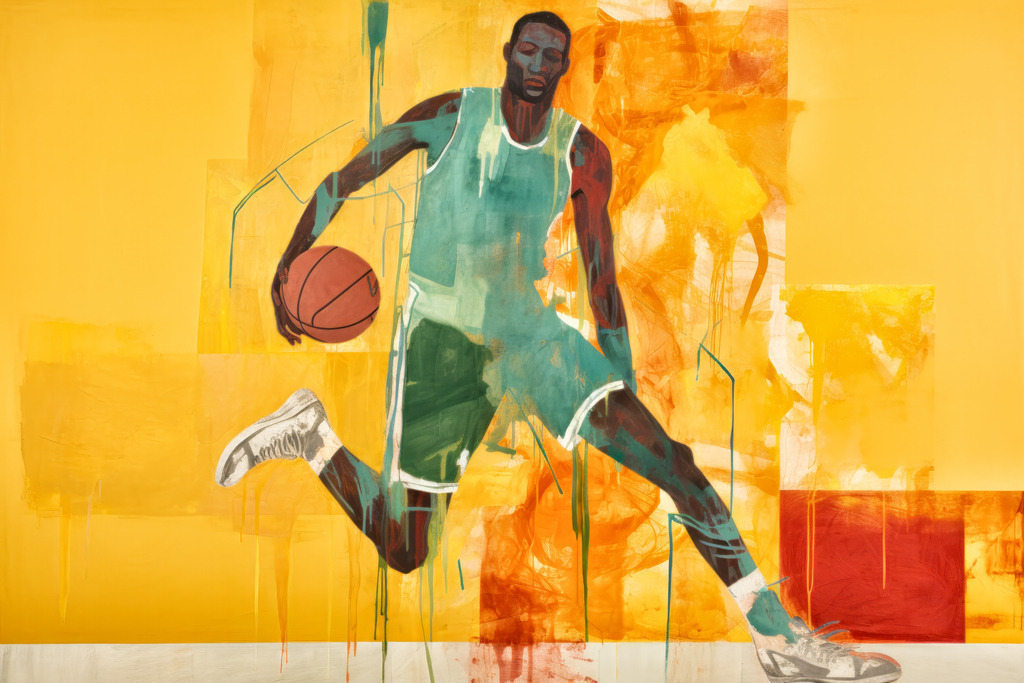 2307234 - Basketball | Abstraktes modernes digitales Gemälde eines Basketballspielers.
