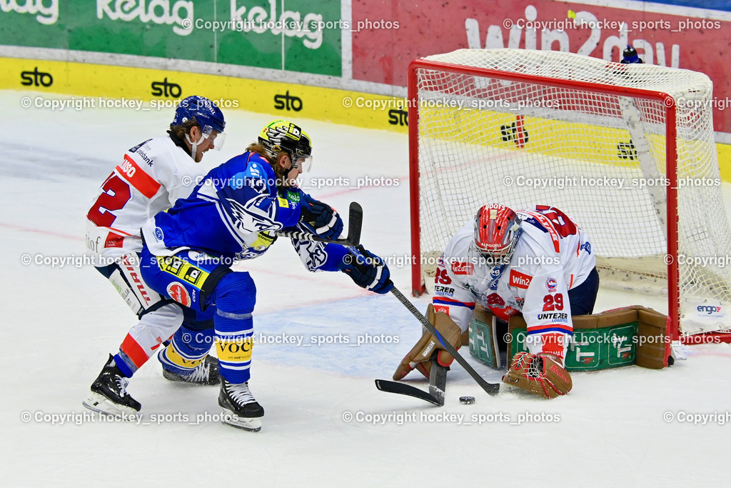 EC IDM Wärmepumpen VSV vs. HC Innsbruck  6.10.2024 | #12 Pearson Chase EC VSV, #72 Grasso Patrick HC Innsbruck, #29 Buitenhuis Evan HC Innsbruck, EC IDM Wärmepumpen VSV vs. HC Innsbruck  6.10.2024, EC IDM Wärmepumpen VSV vs. HC Innsbruck  am 06.10.2024 in Villach (Stadthalle Villach), Austria, (Photo by Bernd Stefan)