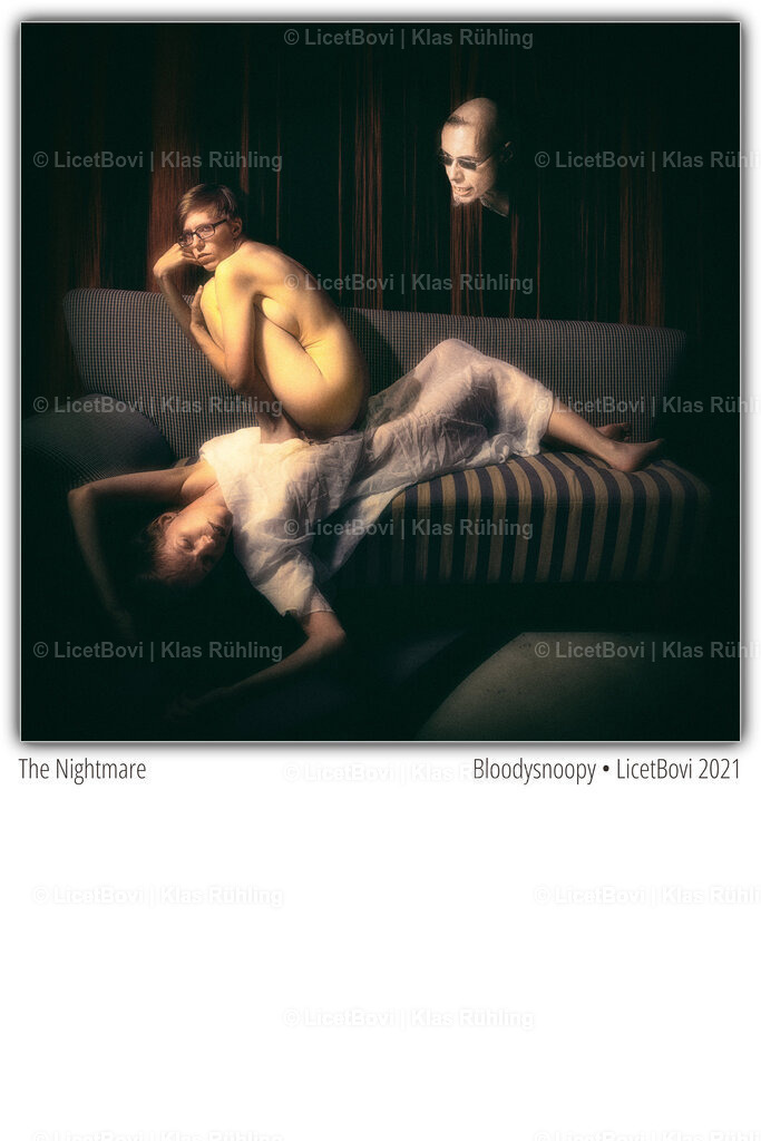 Der Nachtmahr | Digital image based on photographs, 2021From the series ‘Museum pieces’, retelling of the "The Nightmare" by FuseliConcept: BlodysnoopyRecommended format and material: 10x15, silk - Realisiert mit Pictrs.com