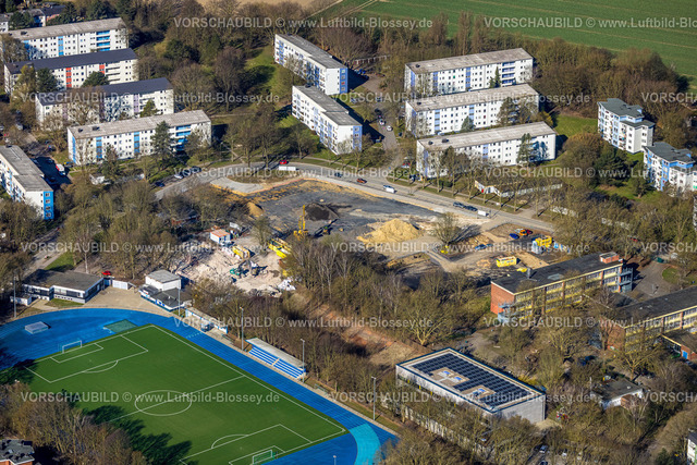 Dortmund250300056 | Luftbild, Fußballstadion des BV Teutonia 1920 Dortmund-Lanstrop e.V., Mehrfamilienhaus Wohnanlage  Büttnerstraße, Lanstrop, Dortmund, Ruhrgebiet, Nordrhein-Westfalen, Deutschland